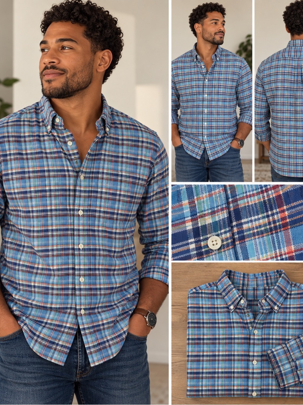 Polo Ralph Lauren Men’s XL Classic Fit Blue Multicolor Plaid Long Sleeve Shirt